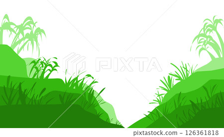 Background illustration of a natural theme that contains green elements. Perfect for wallpapers, backgrounds, banners, magazine covers and others with nature and natural themes. 126361818