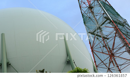 Gas tank and radio tower 126361857