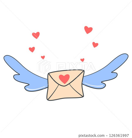 Flying letter on wings surrounded by hearts clip art Flying letter on wings surrounded by hearts clip art 126361997