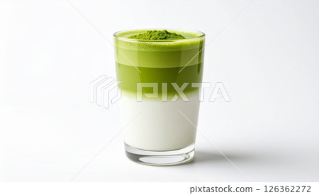 Matcha latte and white background 126362272