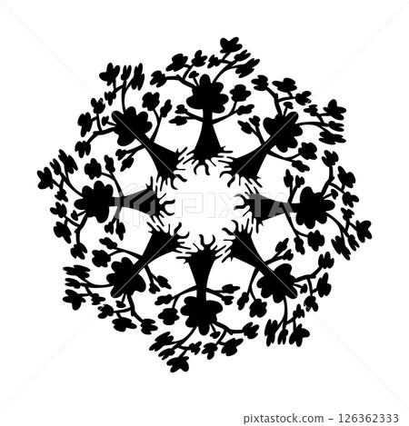 Black tribal mandala element illustration design. Perfect for tattoos, icons, background elements and wallpapers, stickers 126362333
