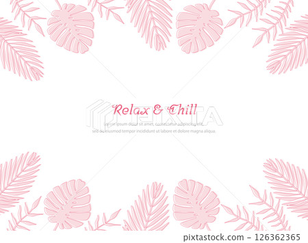 熱帶葉框(粉紅色,附文字) 熱帶葉框(粉紅色,附文字) 126362365