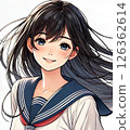 白色背景下的水手服高中女生[AI 產生的圖像] 126362614