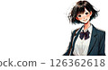 穿著制服的高中女生，白色背景，影印空間 [AI 生成的圖像] 126362618