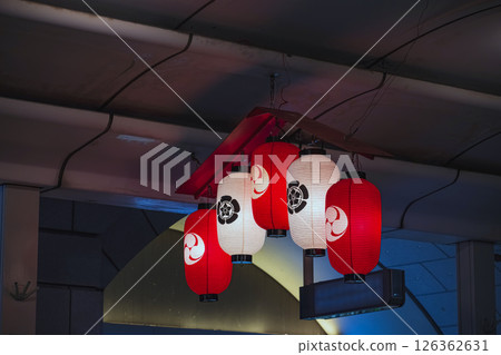 Summer Kyoto Gion Festival Lanterns floating on the eaves in the dark night Summer Kyoto Gion Festival Lanterns floating on the eaves in the dark night 126362631