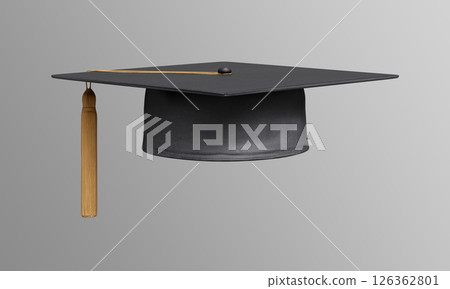Graduation Cap with Tassel. 3D Rendering. Graduation Cap with Tassel. 3D Rendering. 126362801