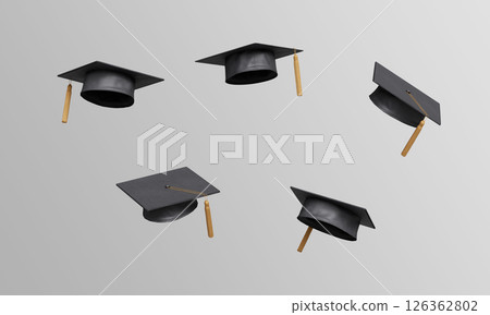 Graduation Cap with Tassel. 3D Rendering. 126362802