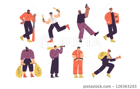 Dynamic Characters Illustrated in Engaging and Vibrant Action Poses with Vivid Colorful Details 126363283