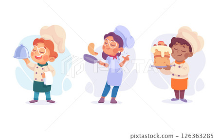 Chefs are joyfully celebrating their culinary success in a vibrant and fun cartoon style Chefs are joyfully celebrating their culinary success in a vibrant and fun cartoon style 126363285