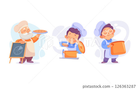 Chefs masterfully Baking a Variety of Delicious Treats in their Colorful Kitchen Space 126363287