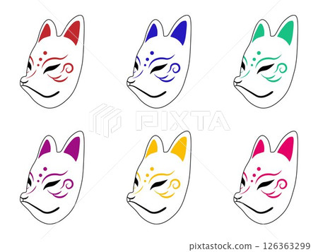 Japanese-style fox masks, set of 6 colors Japanese-style fox masks, set of 6 colors 126363299