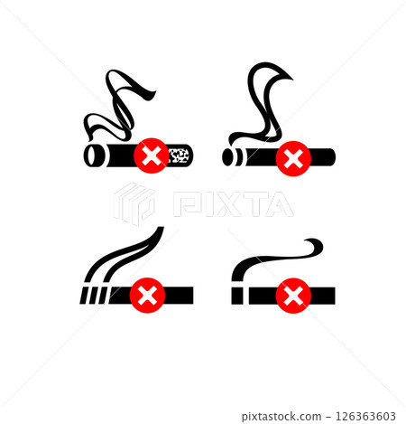 No smoking cigarette icon set, sign no smoking in this area, vector illustration for print No smoking cigarette icon set, sign no smoking in this area, vector illustration for print 126363603