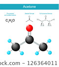 Acetone molecule. Molecular chemical structural formula 126364011
