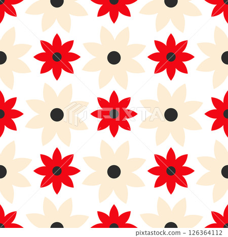 Retro seamless pattern with cute naive flowers 126364112