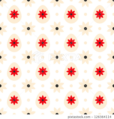 Easter pattern with cute flowers and eggs 126364114