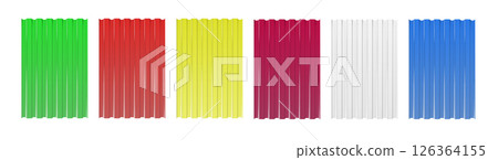 Galvanized iron for fences, walls, roofs. House remodel corrugated metal roof siding, profiled sheeting. Vector Galvanized iron for fences, walls, roofs. House remodel corrugated metal roof siding, profiled sheeting. Vector 126364155
