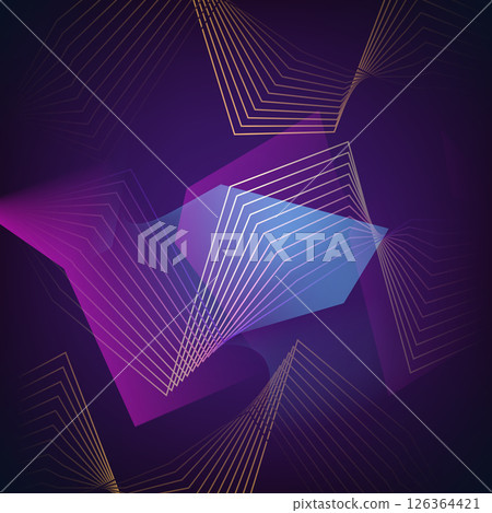 Abstract geometric wave of light lines on a gradient background. Abstract geometric wave of light lines on a gradient background. 126364421