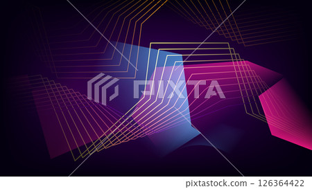 Abstract geometric wave of light lines on a gradient background. 126364422