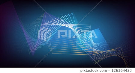 Abstract geometric wave of light lines on a gradient background. 126364423
