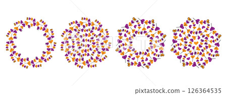 Hand drawn Heart shape twigs Circular Frames Copy space template and Backdrops in Halloweens shades Hand drawn Heart shape twigs Circular Frames Copy space template and Backdrops in Halloweens shades 126364535