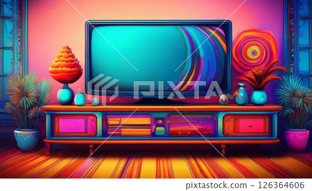 Colorful room and TV Colorful room and TV 126364606