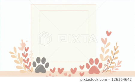 A soothing frame with a footprint and plant motif that expresses the bond with your pet. 126364642