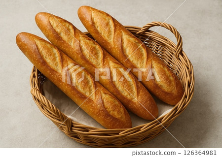 籃子裡有很多麵包 126364981