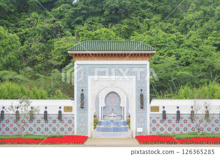 Gifu World Rose Garden with spring roses in full bloom 126365285