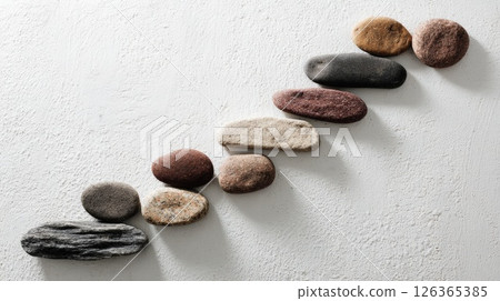 Stepping Stones Forming a Zigzag Path on a White Background Stepping Stones Forming a Zigzag Path on a White Background 126365385