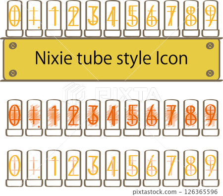 手寫風格數位管風格數字圖示集復古數字計數素材 126365596