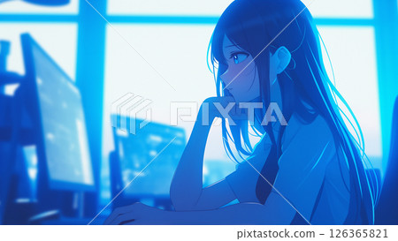 Office workers at work, anime style 126365821