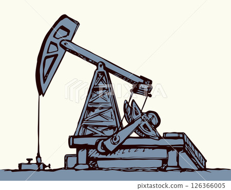 Industrial production of oil. Pump. Vector illustration. 126366005