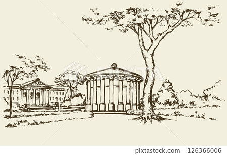 Palace Park. Vector drawing Palace Park. Vector drawing 126366006