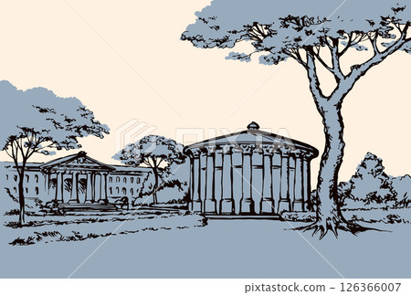 Palace Park. Vector drawing 126366007