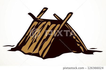 Old little hut. Vector drawing 126366024