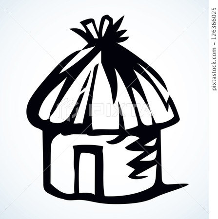 Old little hut. Vector drawing Old little hut. Vector drawing 126366025