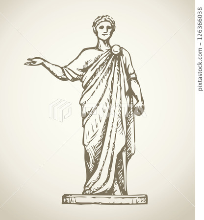 Ancient Roman statue. Vector drawing 126366038