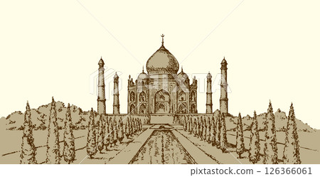 Taj Mahal in India. Vector sketch Taj Mahal in India. Vector sketch 126366061