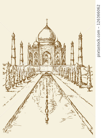 Taj Mahal in India. Vector sketch 126366062