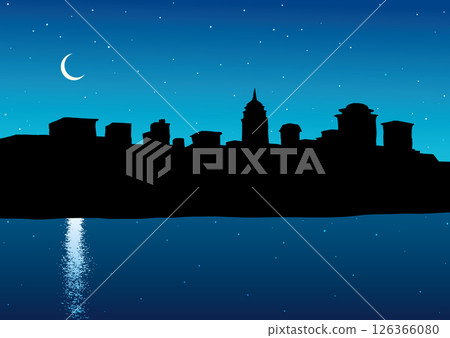 Embankment of the modern city. Vector drawing 126366080