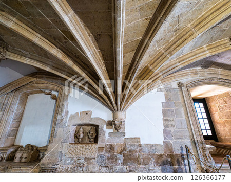 Tomar, Portugal - Mar 12, 2025: Cloister of the Monastery of the Order of Christ, Convento de Cristo in Tomar, Portugal Tomar, Portugal - Mar 12, 2025: Cloister of the Monastery of the Order of Christ, Convento de Cristo in Tomar, Portugal 126366177