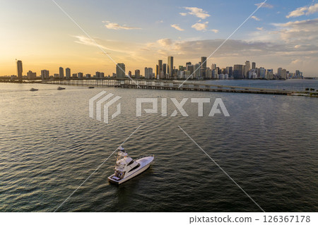 Miami, Florida. Marina bay with sailboats and yachts in Miami city 126367178