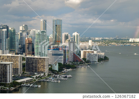 Miami downtown office district in Florida, USA. High commercial and residential skyscraper buildings in modern American coastal city 126367182