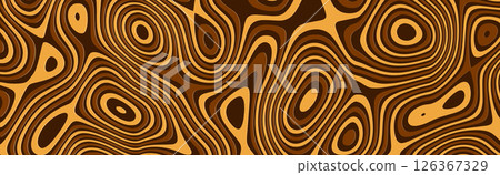 Wave caramel background with peanut chocolate swirl pattern. Vector sauce butter cream with abstract splash drip. Fudge creamy wavy drizzle with Liquid syrup coffee twirl like brown marble candy. 126367329