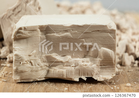 Macro texture of compressed fresh yeast cubes Macro texture of compressed fresh yeast cubes 126367470
