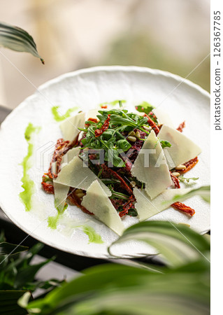 Portion of baked beet salad with cheese Portion of baked beet salad with cheese 126367785