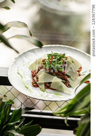 Portion of baked beet salad with cheese Portion of baked beet salad with cheese 126367796
