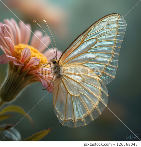Close-Up of a Glasswing Butterfly in Nature 126368045