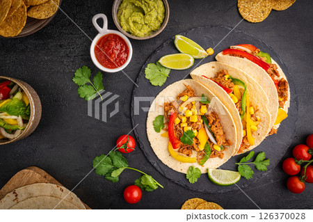 Healthy typical Mexican tacos Healthy typical Mexican tacos 126370028