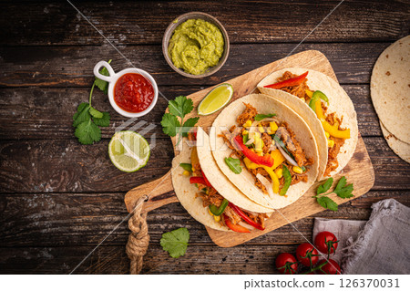 Healthy typical Mexican tacos 126370031
